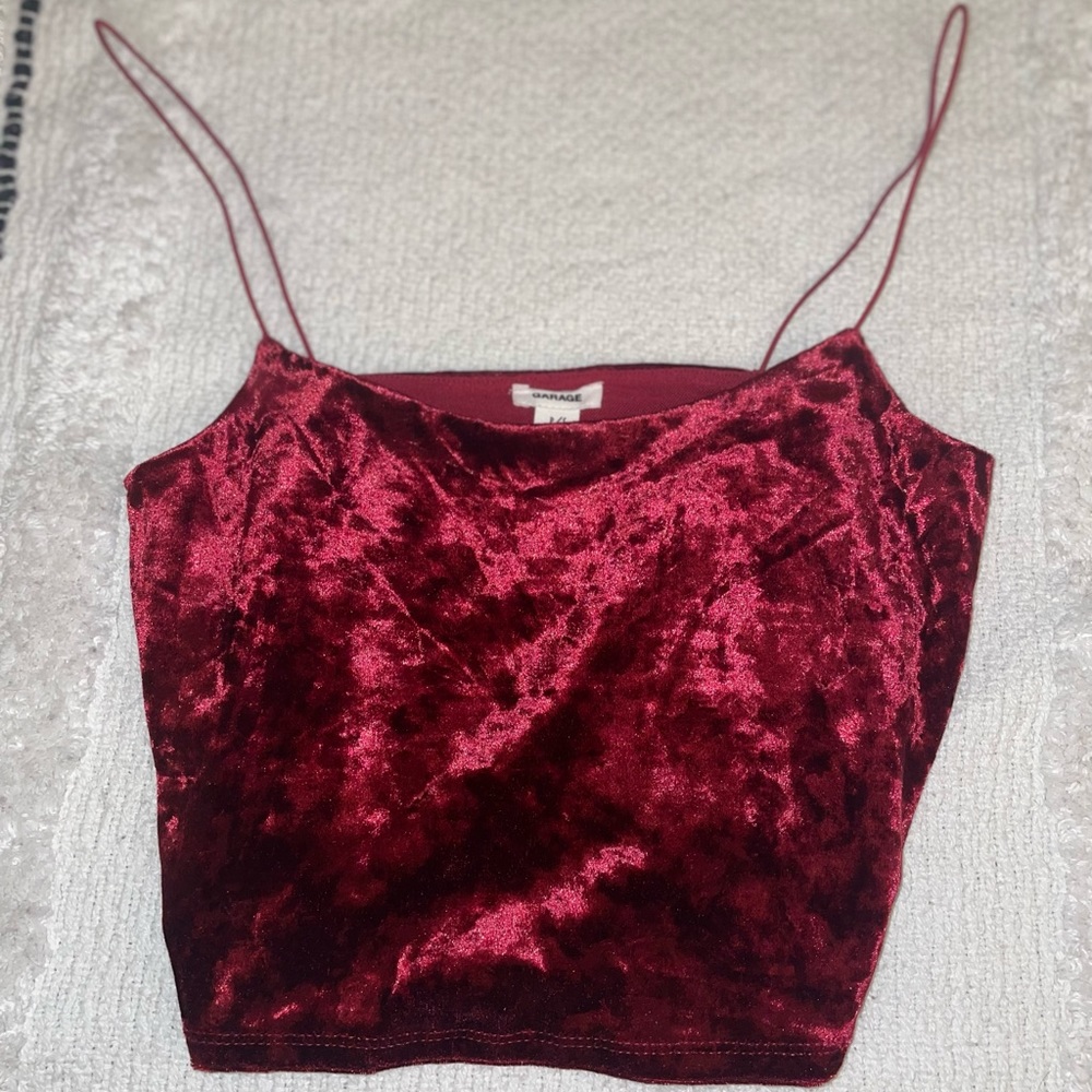 Garage velvet red crop tank